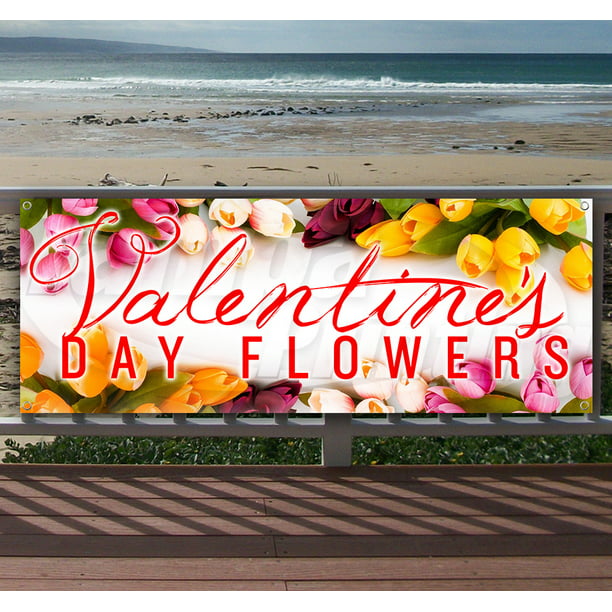 Heavy-Duty Vinyl Single-Sided with Metal Grommets Valentine's Day Roses Offer 13 oz Banner Non-Fabric 